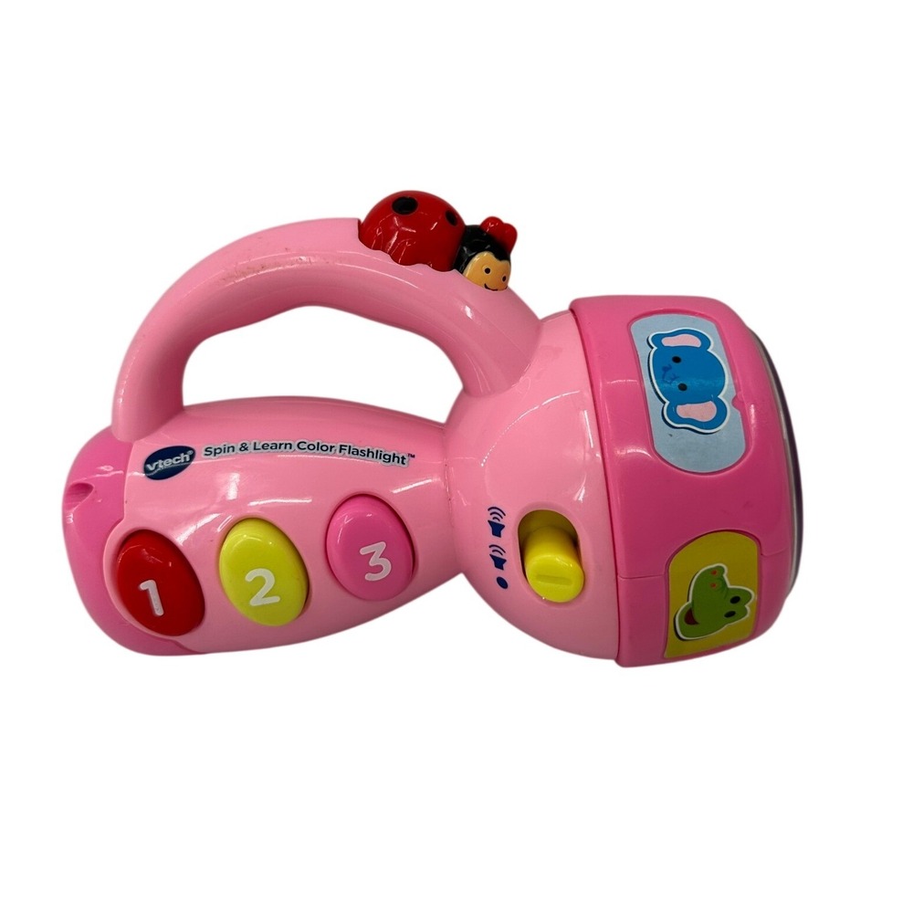VTech Spin and Learn Color Flashlight‎ Pink Toddler Toy Musical Stuffed Animal